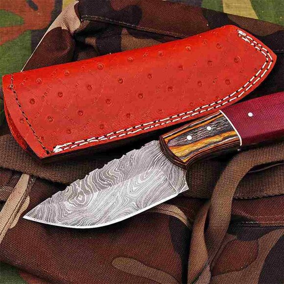 Damascus Kitchen knife with twisted pattern Handmade Chef knife With Pakka Wood - Picture 1 of 6